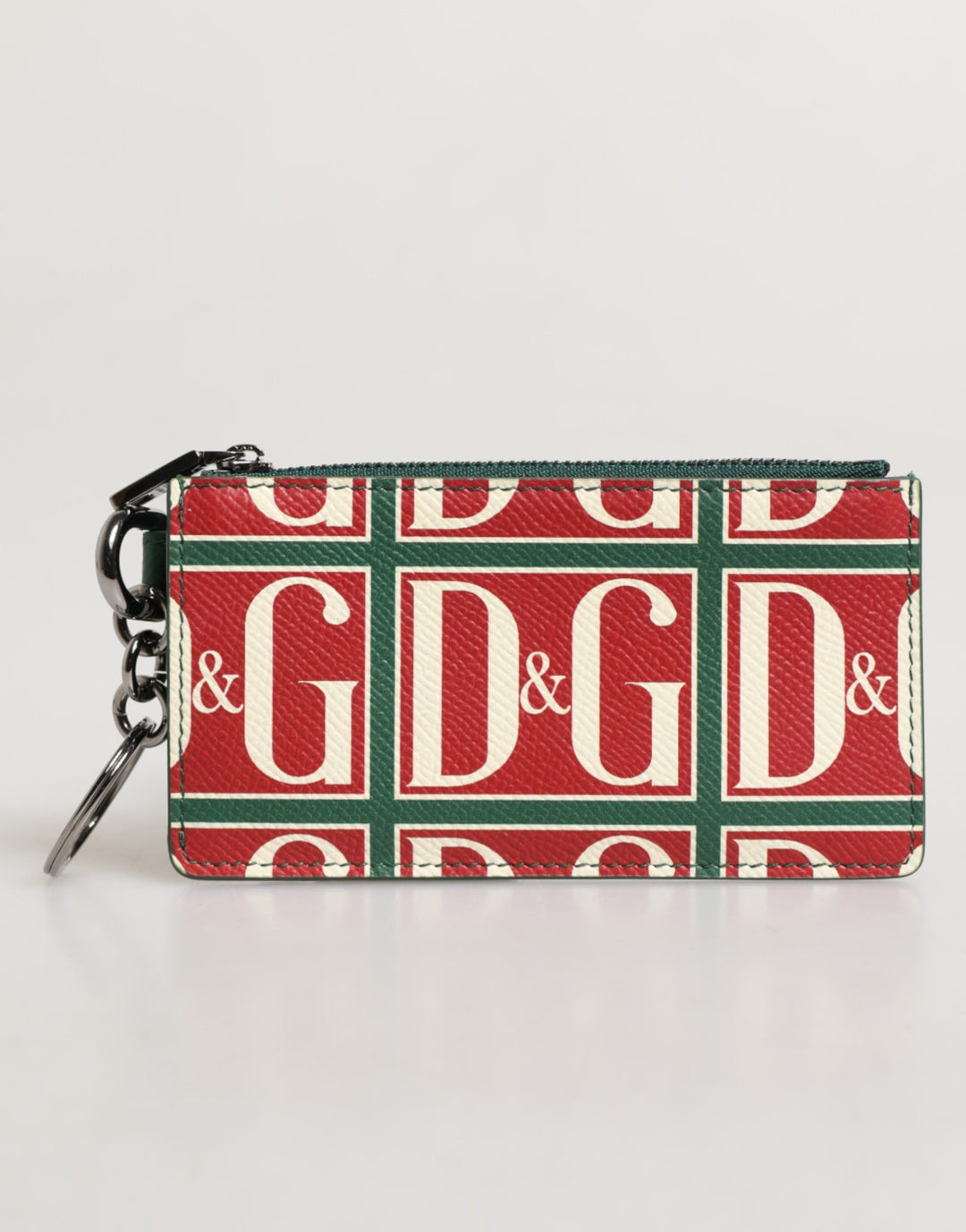 Dolce &amp; Gabbana Green Calf Leather Logo Print Monogram Card Holder Wallet