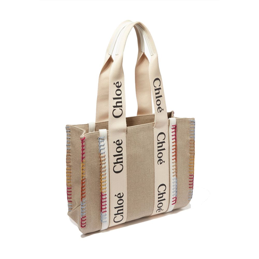 Chloé - Beige Linen Tote Bag