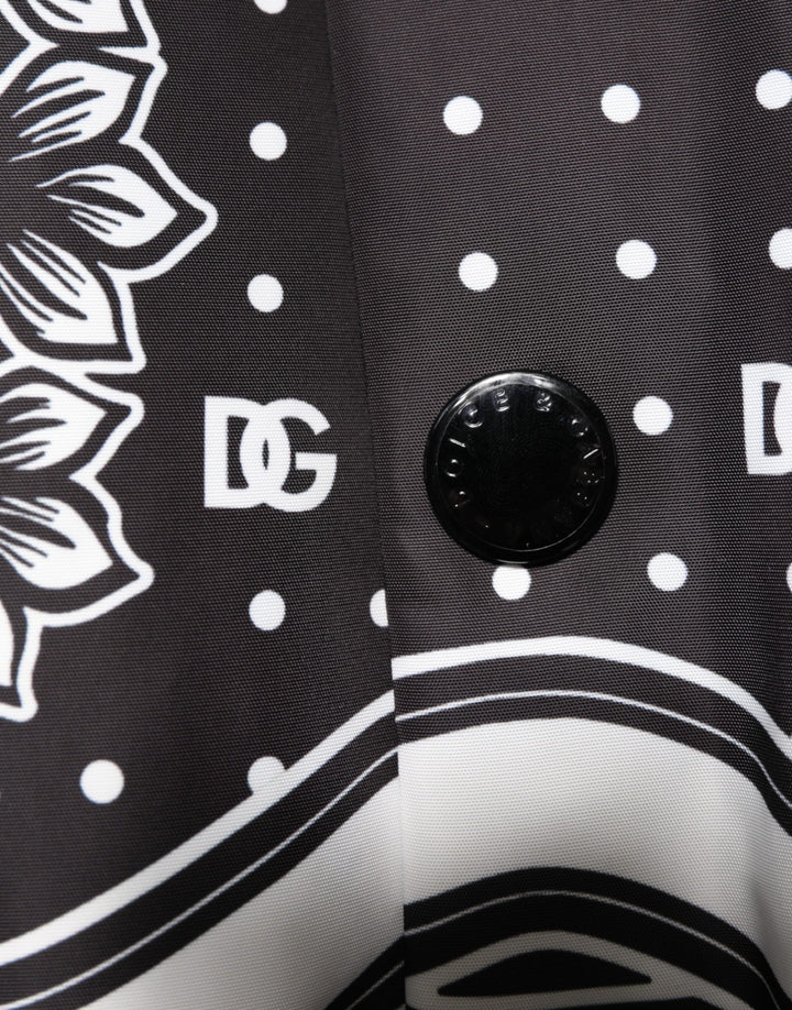 Dolce &amp; Gabbana Black White BandanaPrint Men Bomber  Jacket