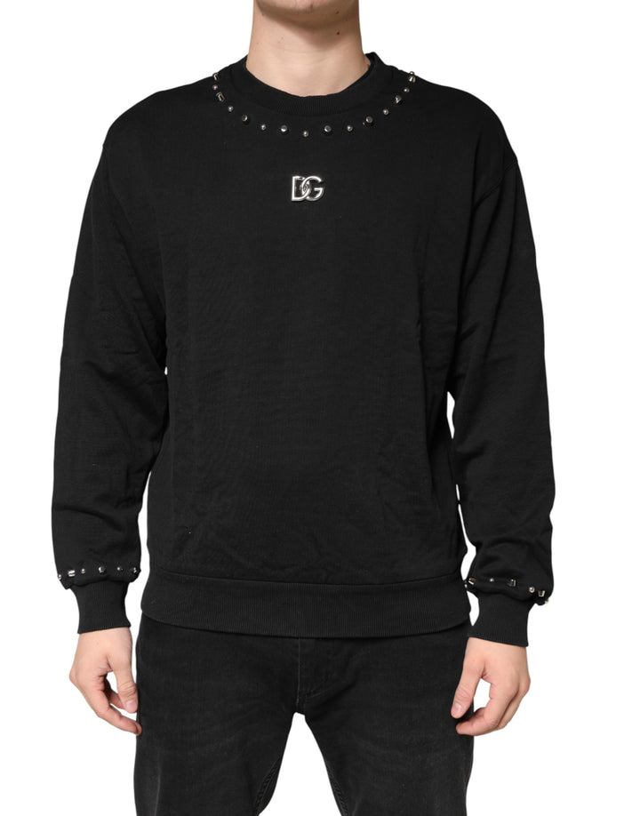 Dolce &amp; Gabbana Black Embellished Cotton Sweatshirt Sweater