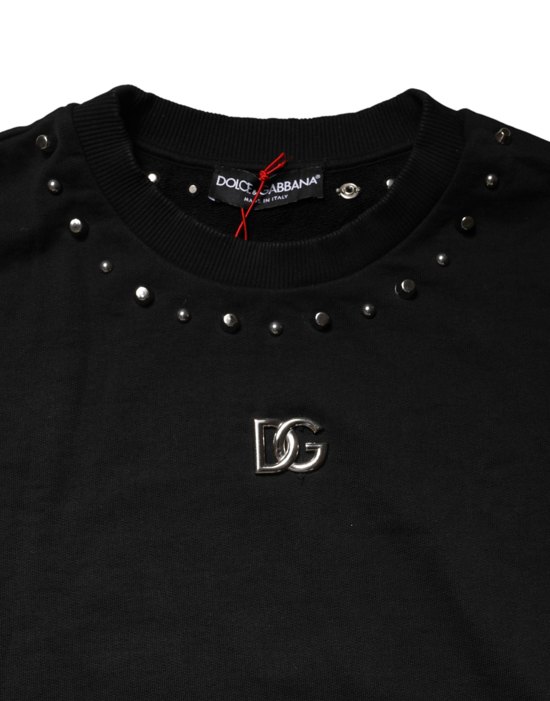 Dolce &amp; Gabbana Black Embellished Cotton Sweatshirt Sweater