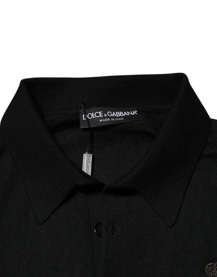 Dolce &amp; Gabbana Black Crest Long Sleeve Men Pullover Sweater