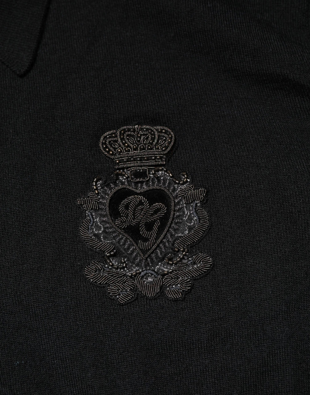 Dolce &amp; Gabbana Black Crest Long Sleeve Men Pullover Sweater