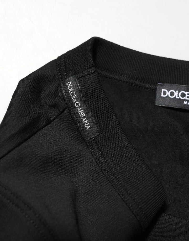 Dolce &amp; Gabbana Black Cotton Sleeveless Men Tank Top T-shirt