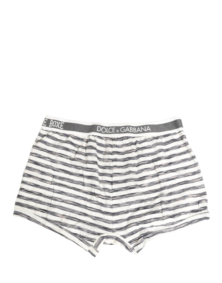 Dolce &amp; Gabbana Gray White Stripes Men Regular Boxer Underwear