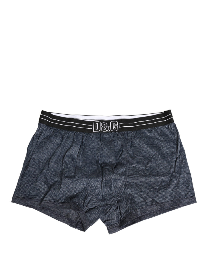 Dolce &amp; Gabbana Dark Blue Logo Cotton Regular Boxer Underwear