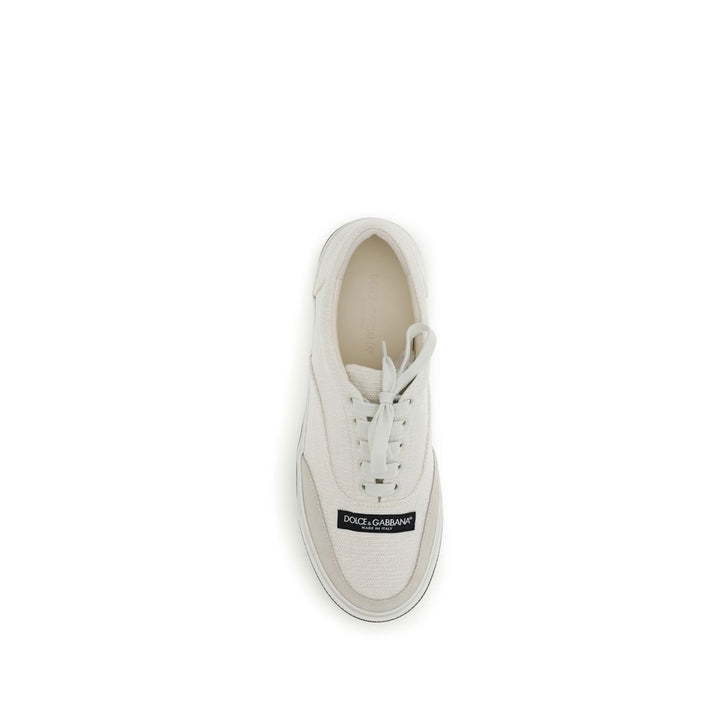 Dolce &amp; Gabbana White Linen Low Top Sneakers