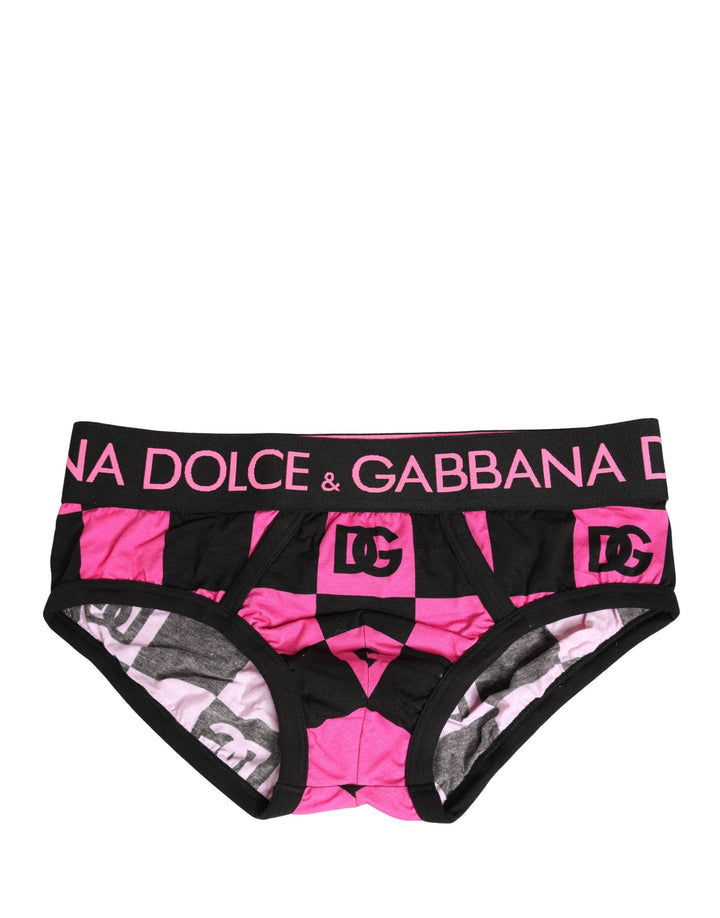 Dolce &amp; Gabbana Black Pink Logo Cotton Brando Brief Underwear