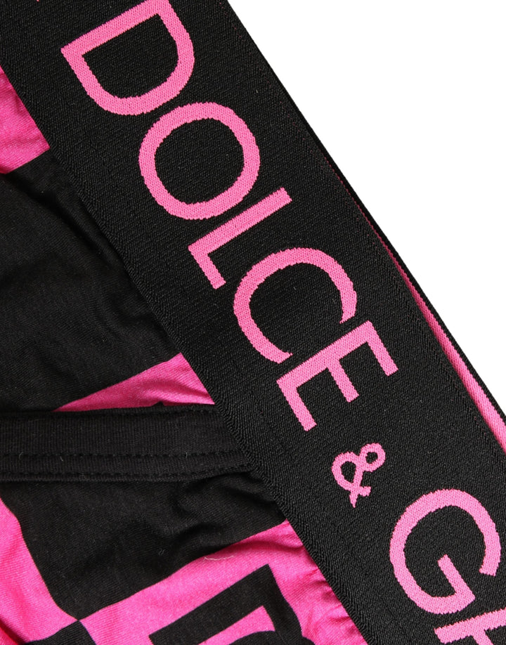 Dolce &amp; Gabbana Black Pink Logo Cotton Brando Brief Underwear