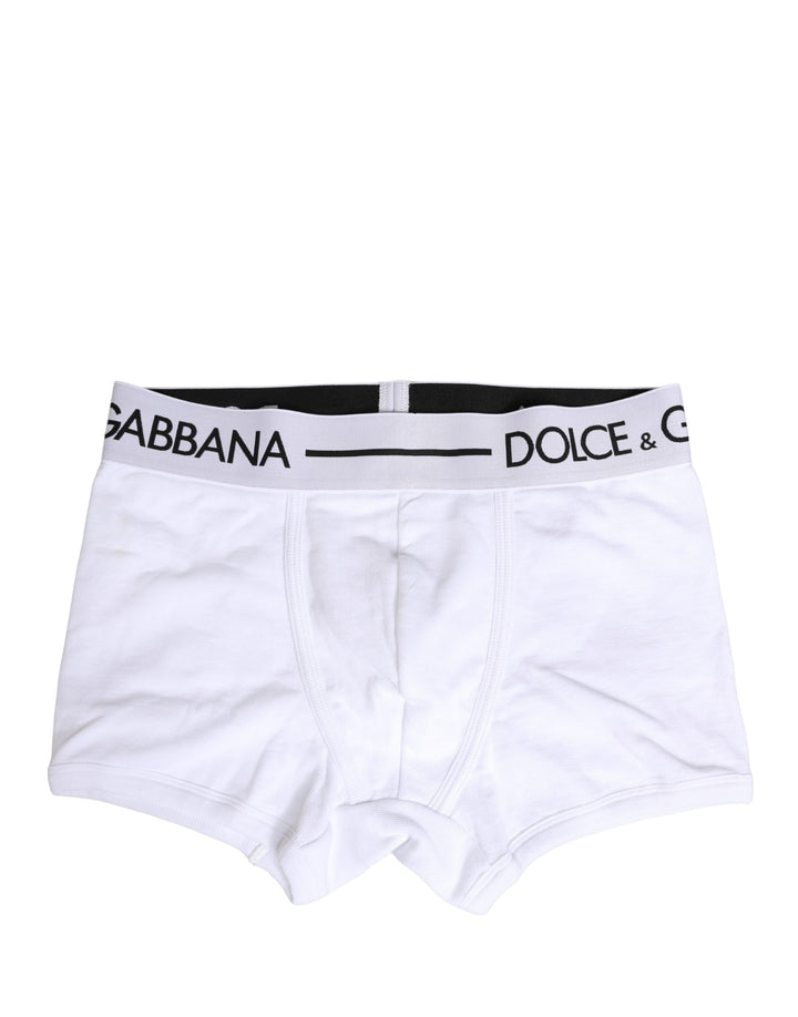 Dolce &amp; Gabbana White Logo Waistband Regular Boxer Underwear
