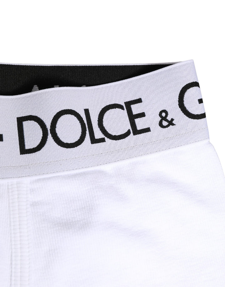 Dolce &amp; Gabbana White Logo Waistband Regular Boxer Underwear