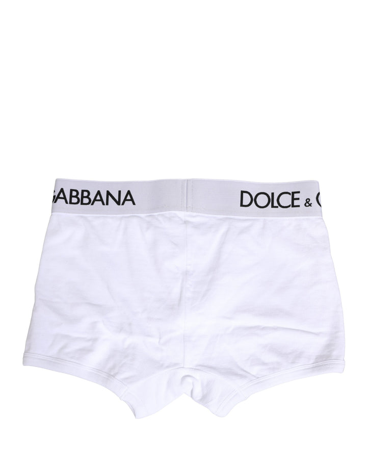 Dolce &amp; Gabbana White Logo Waistband Regular Boxer Underwear