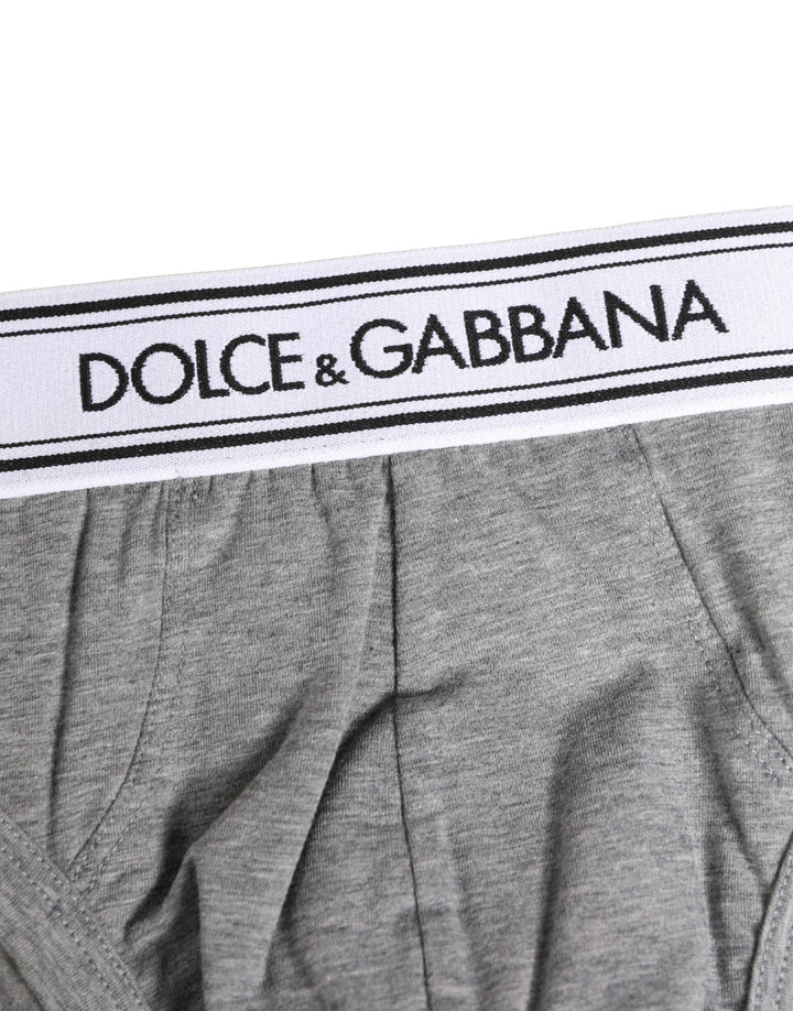 Dolce &amp; Gabbana Gray Logo Waistband Men Midi Brief Underwear