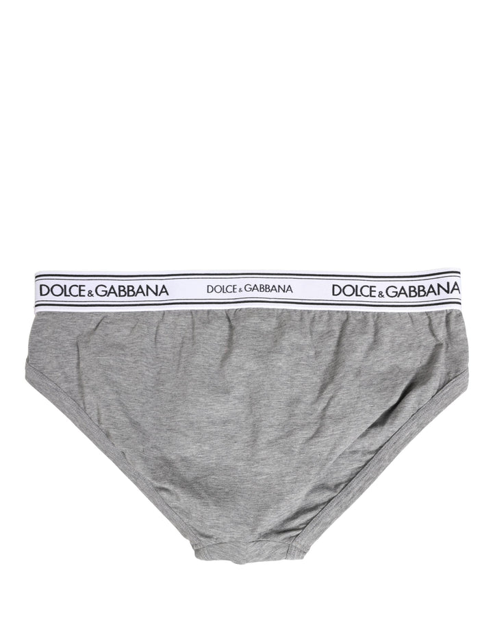 Dolce &amp; Gabbana Gray Logo Waistband Men Midi Brief Underwear