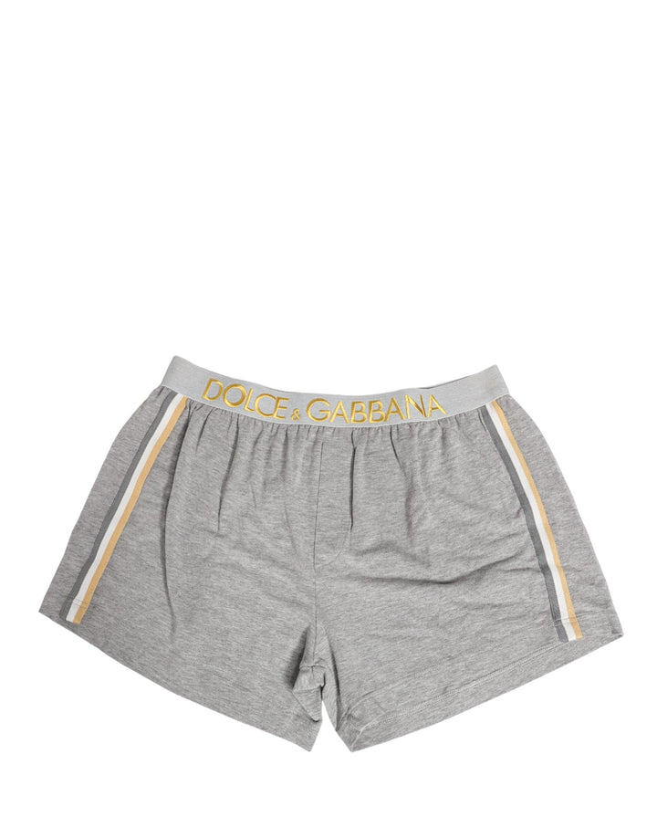 Dolce &amp; Gabbana Gray Logo Waistband Cotton Men Boxer Underwear