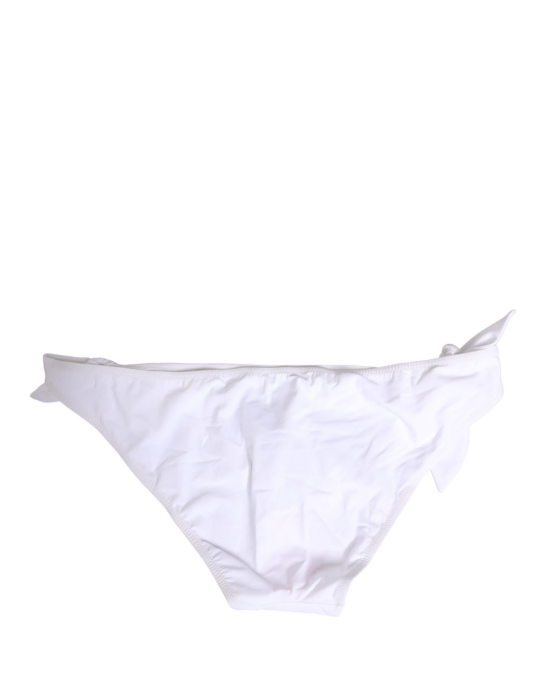 Dolce &amp; Gabbana White Nylon DG Logo Plaque Bikini Bottom Swimwear