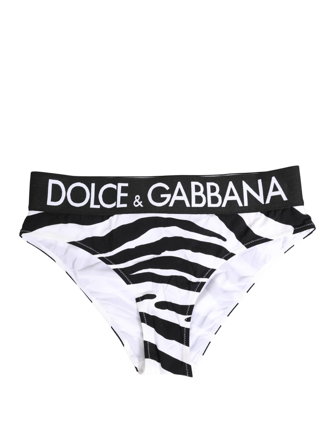 Dolce &amp; Gabbana Black White Zebra Print Brief Panty Underwear