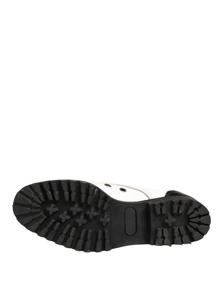 Dolce &amp; Gabbana Black White Leather Derby Shoes