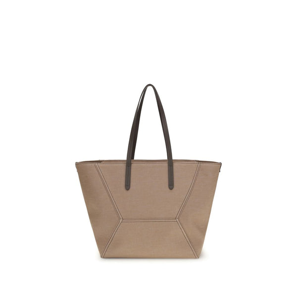 Brunello Cucinelli - Beige Cotton Shoulder Bag