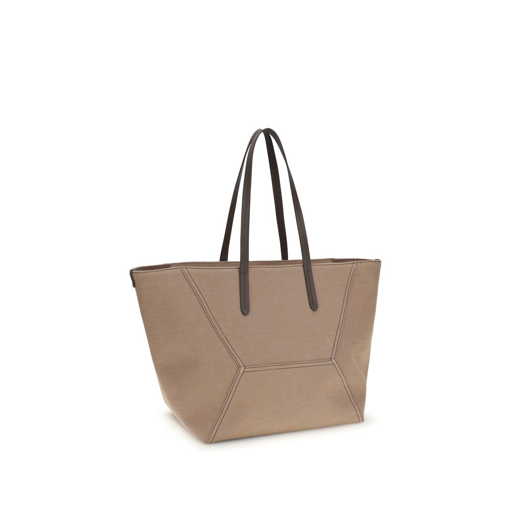 Brunello Cucinelli - Beige Cotton Shoulder Bag