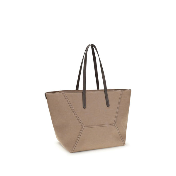 Brunello Cucinelli - Beige Cotton Shoulder Bag