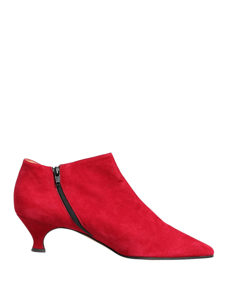 Dolce &amp; Gabbana Red Suede Ankle Boots Shoes