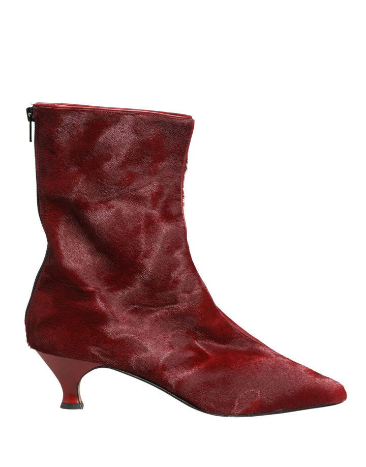 Dolce &amp; Gabbana Burgundy Mid Calf Boots Shoes