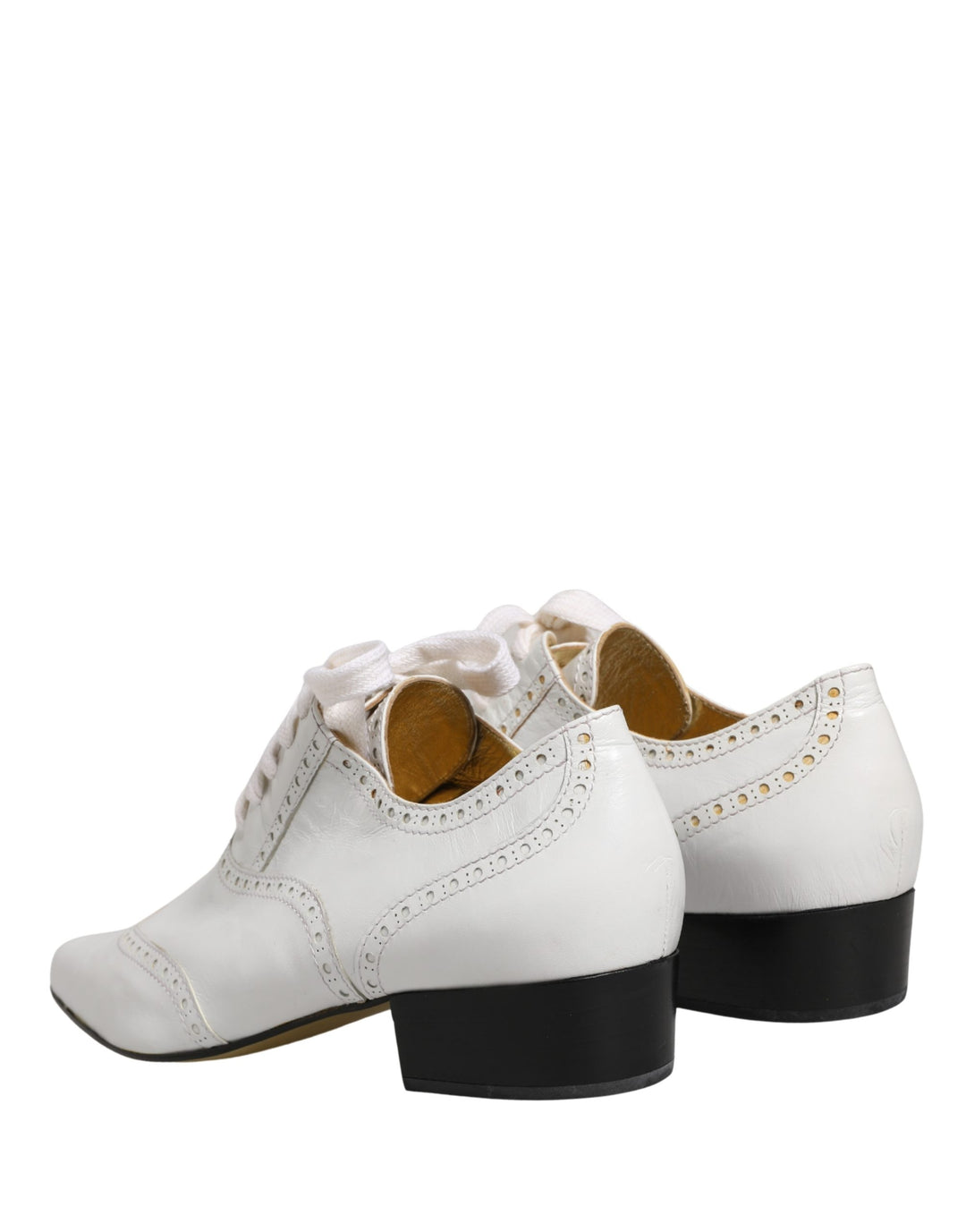 Dolce &amp; Gabbana White Leather Brogue Oxford Lace Up Shoes
