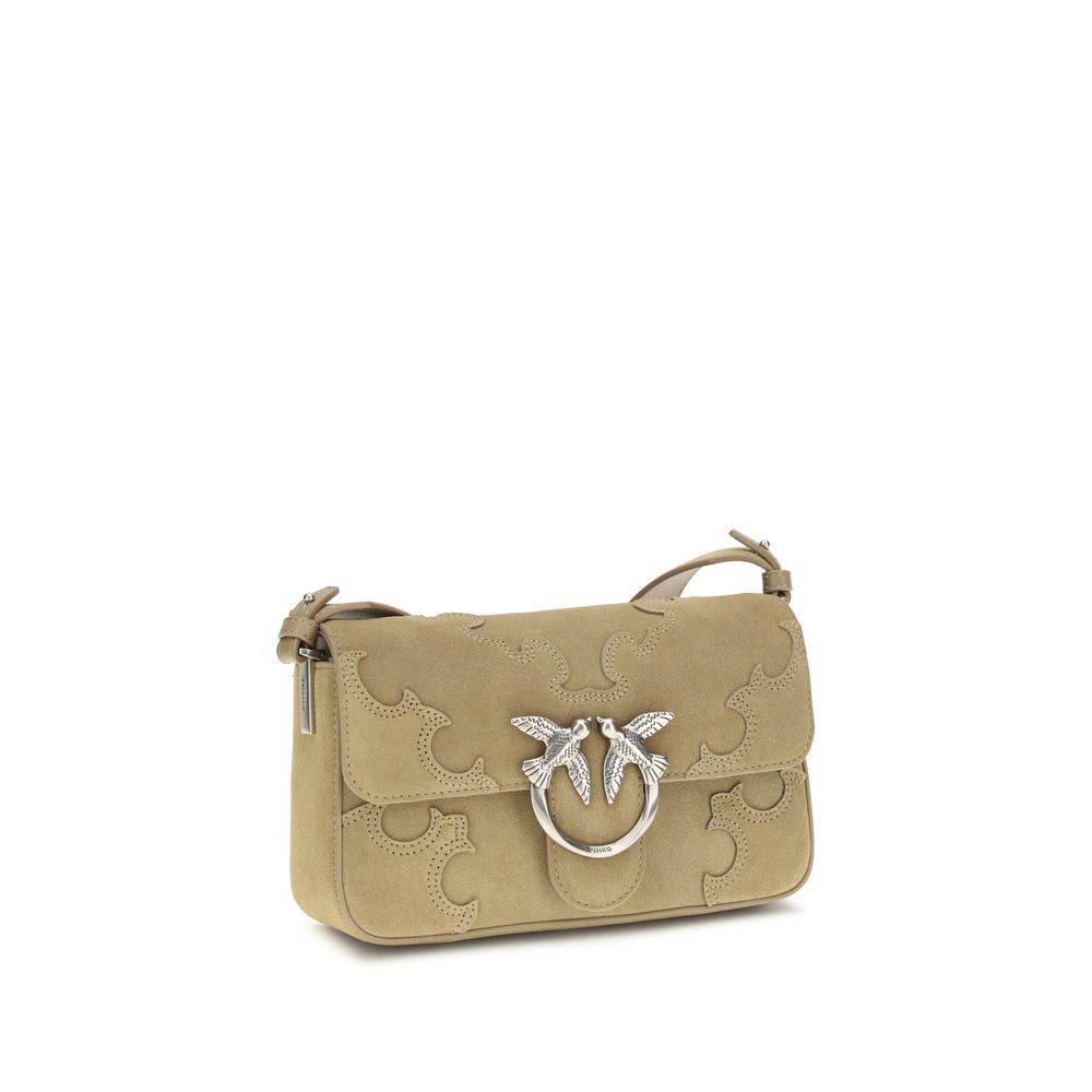 PINKO - Beige Calf Leather Bos Taurus Shoulder Bag