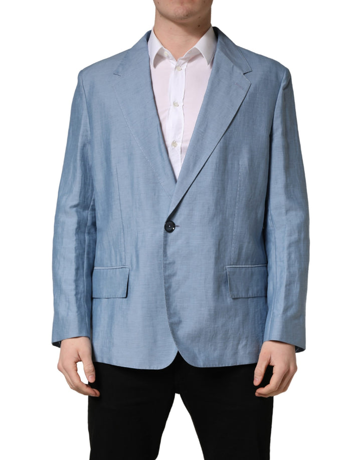 Dolce &amp; Gabbana Light Blue Single Breasted Men Jacket Blazer
