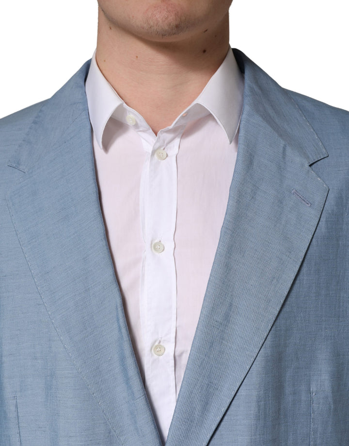 Dolce &amp; Gabbana Light Blue Single Breasted Men Jacket Blazer