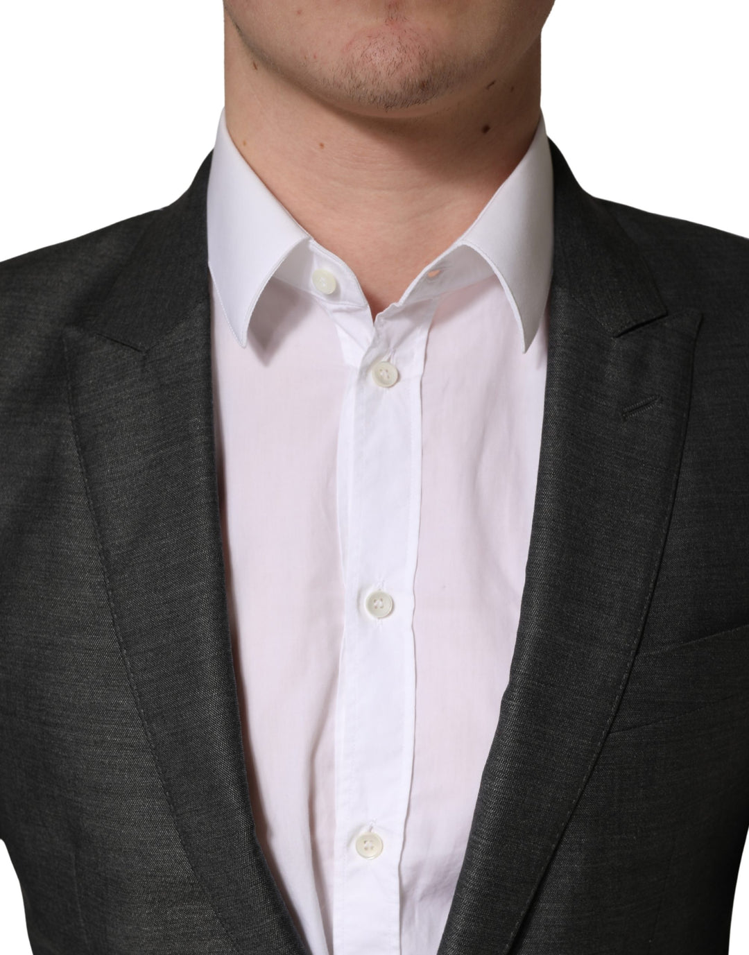 Dolce &amp; Gabbana Dark Gray Wool Slim Fit Coat Jacket Blazer