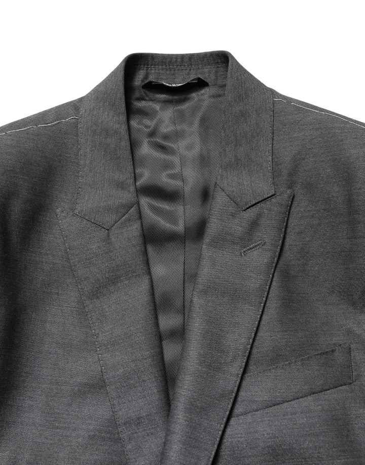 Dolce &amp; Gabbana Dark Gray Wool Slim Fit Coat Jacket Blazer
