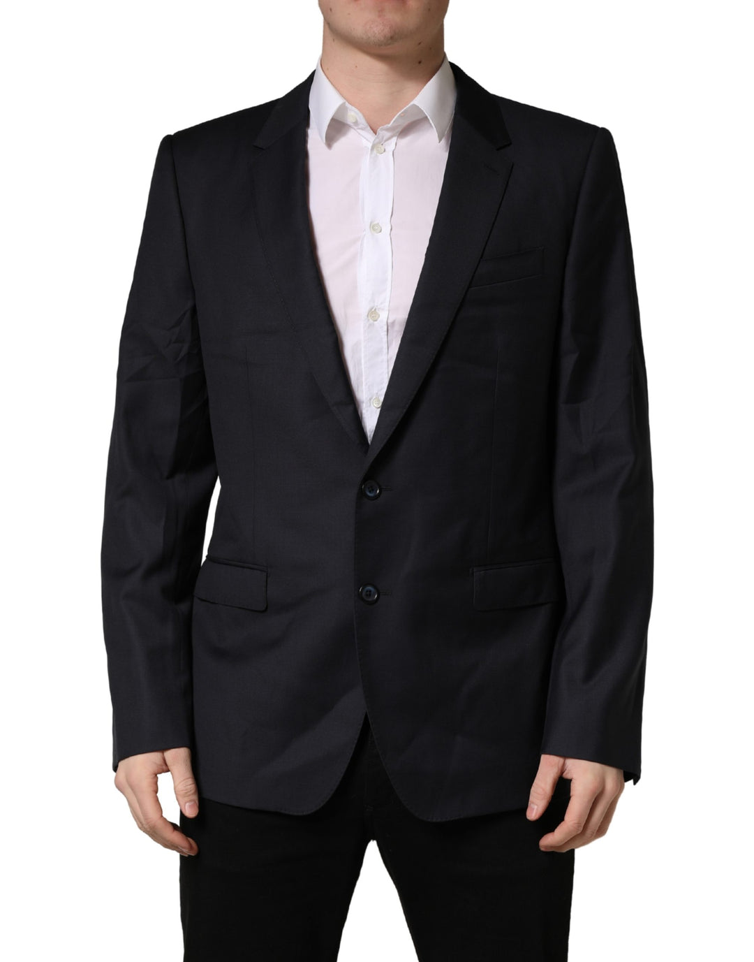 Dolce &amp; Gabbana Black Wool Slim Fit Coat Men Jacket Blazer