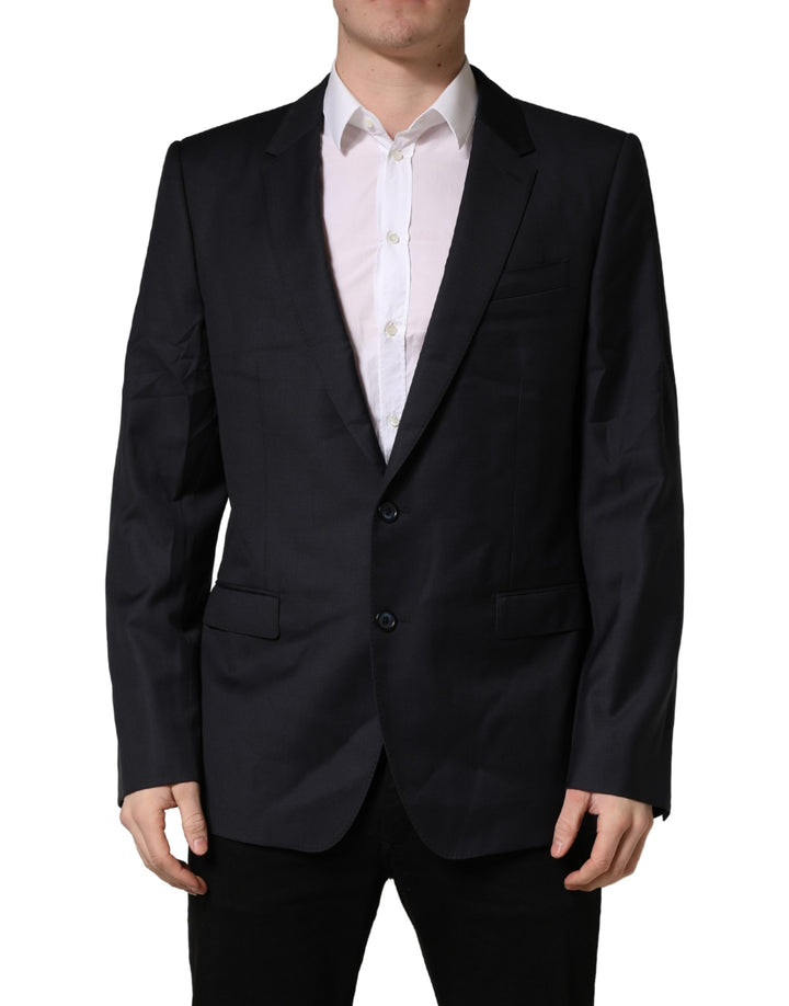 Dolce &amp; Gabbana Black Wool Slim Fit Coat Men Jacket Blazer