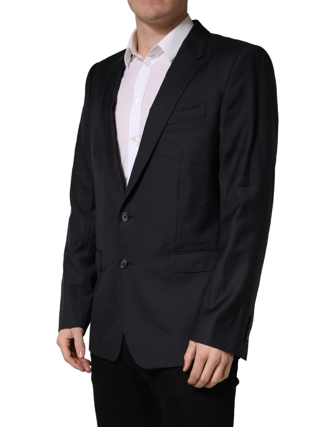Dolce &amp; Gabbana Black Wool Slim Fit Coat Men Jacket Blazer