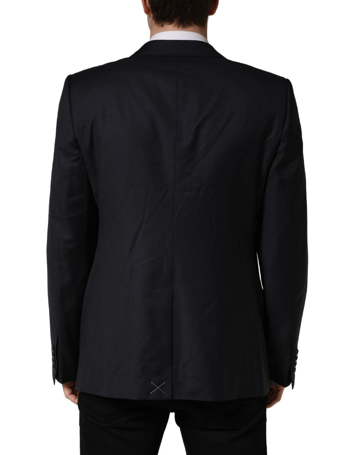 Dolce &amp; Gabbana Black Wool Slim Fit Coat Men Jacket Blazer