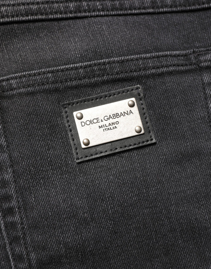 Dolce &amp; Gabbana Black Cotton Stretch Regular SkinnyDenim Jeans