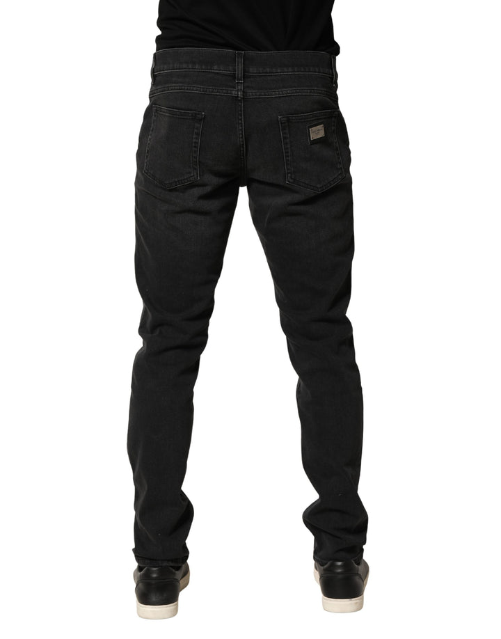 Dolce &amp; Gabbana Black Cotton Stretch Regular SkinnyDenim Jeans