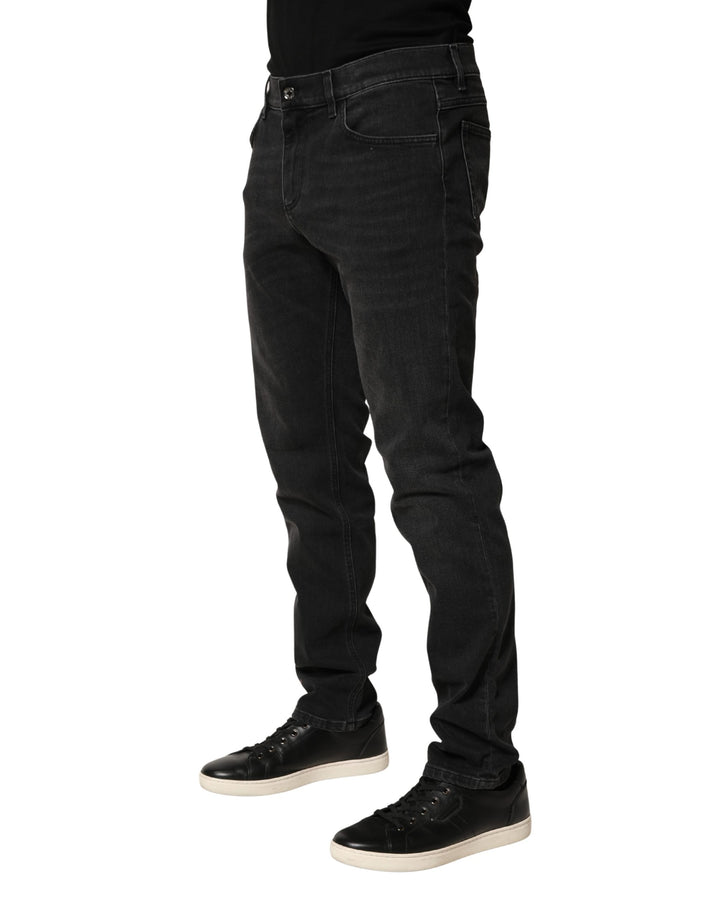 Dolce &amp; Gabbana Black Cotton Stretch Regular SkinnyDenim Jeans