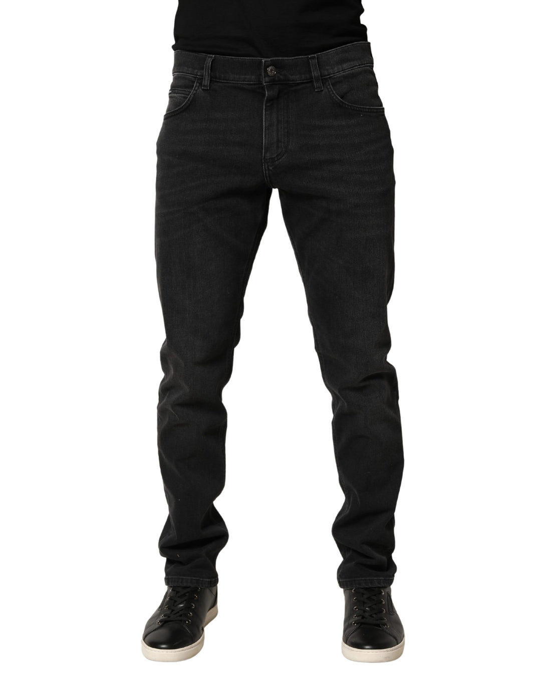 Dolce &amp; Gabbana Black Cotton Stretch Regular SkinnyDenim Jeans