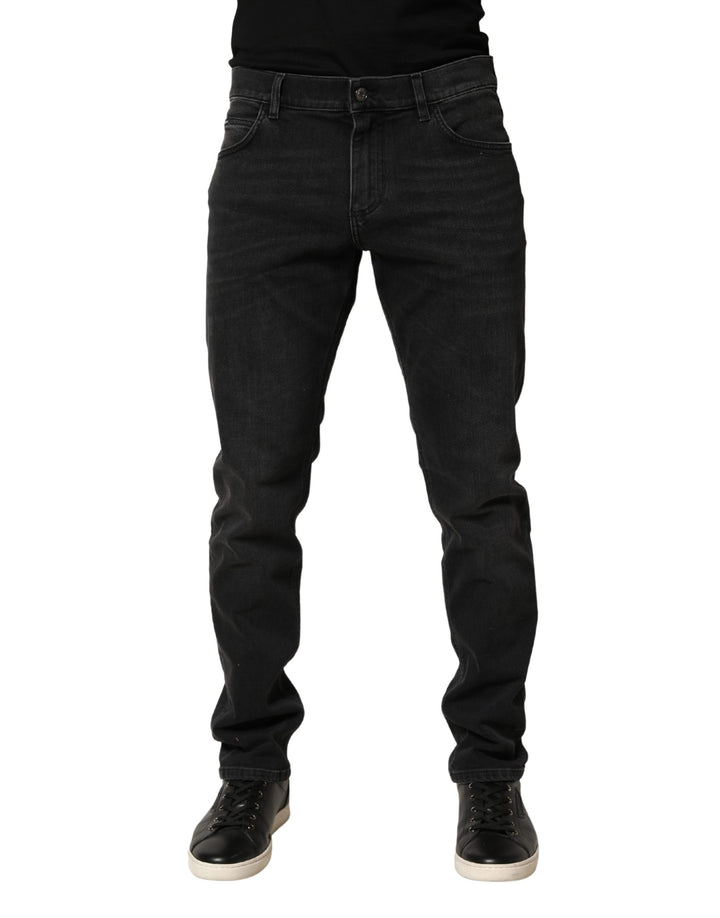 Dolce &amp; Gabbana Black Cotton Stretch Regular SkinnyDenim Jeans