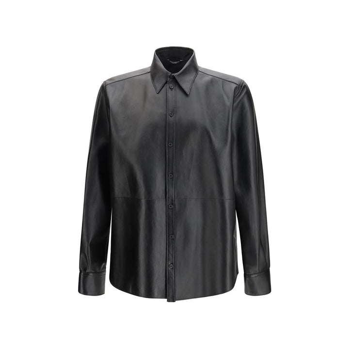Dolce &amp; Gabbana Black Leather Dress Shirt