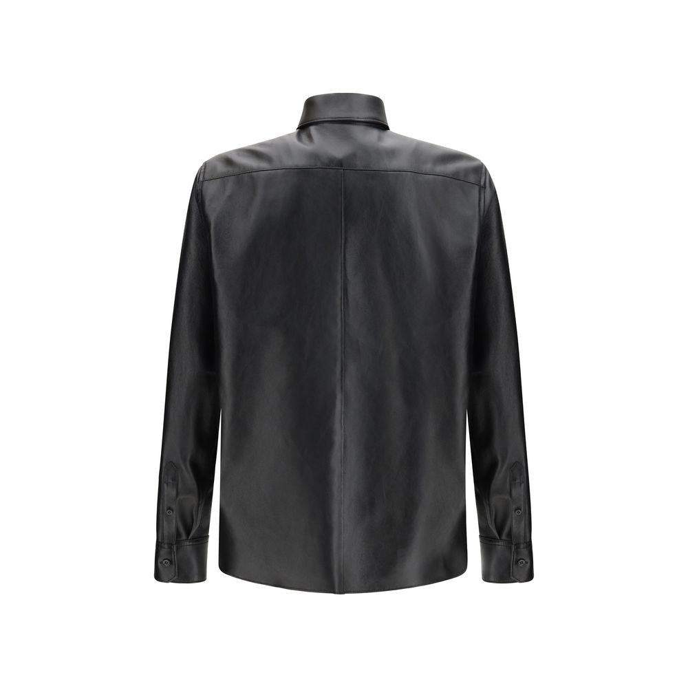 Dolce &amp; Gabbana Black Leather Dress Shirt