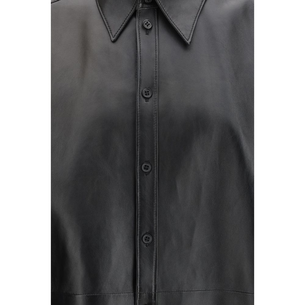 Dolce &amp; Gabbana Black Leather Dress Shirt