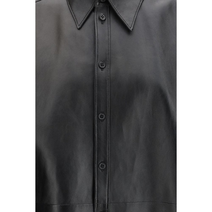 Dolce &amp; Gabbana Black Leather Dress Shirt