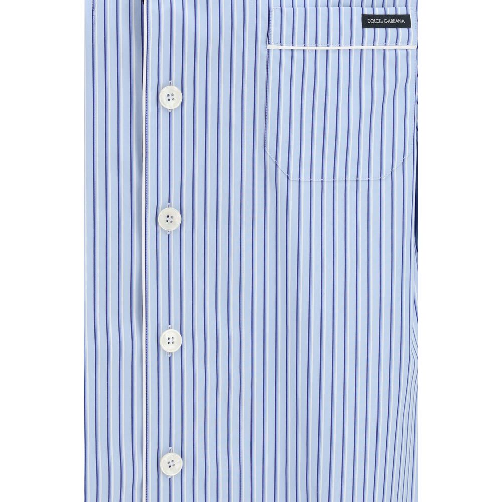 Dolce &amp; Gabbana Blue Cotton Shortsleeve Shirt