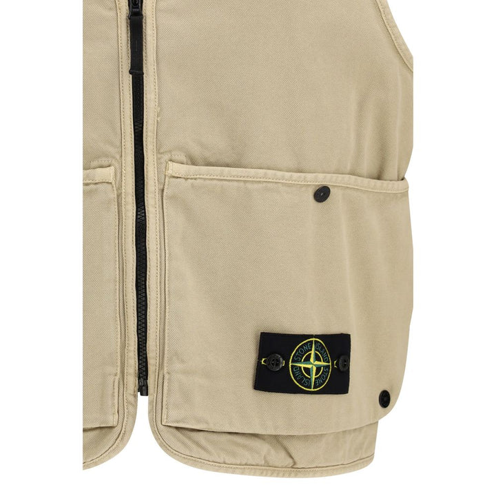 Stone Island Beige Cotton Sleeveless Jacket