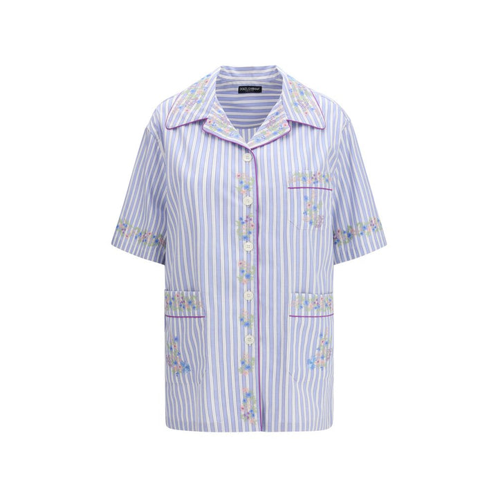 Dolce &amp; Gabbana Blue Cotton Shortsleeve Shirt