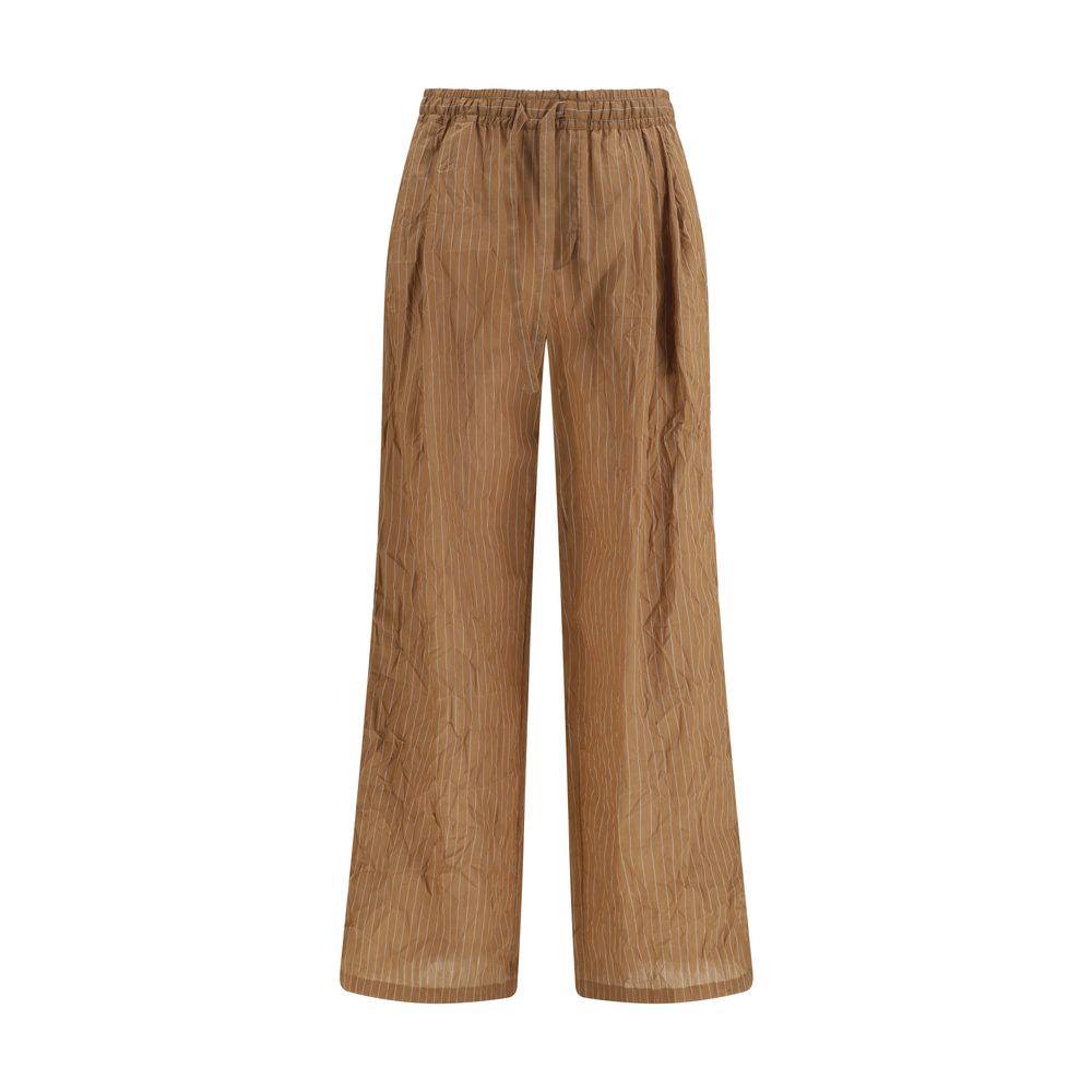 Dolce &amp; Gabbana Brown Linen Casual Pants
